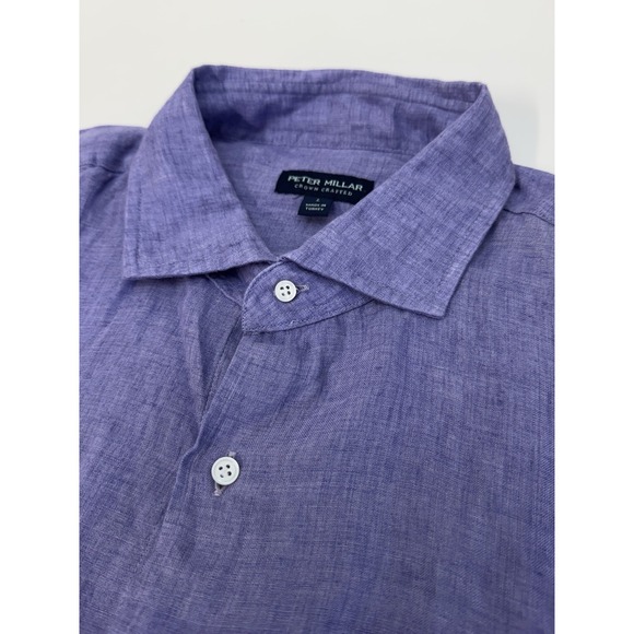 NWT‎ Peter Millar Crown Crafted 100% Linen Button Down Sport Shirt LARGE $250 - Picture 1 of 11